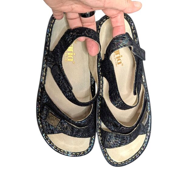 Alegria Lula Leather Adjustable Backstrap Sandals Glam Bam 37 US 7 Wide Width - Picture 7 of 16